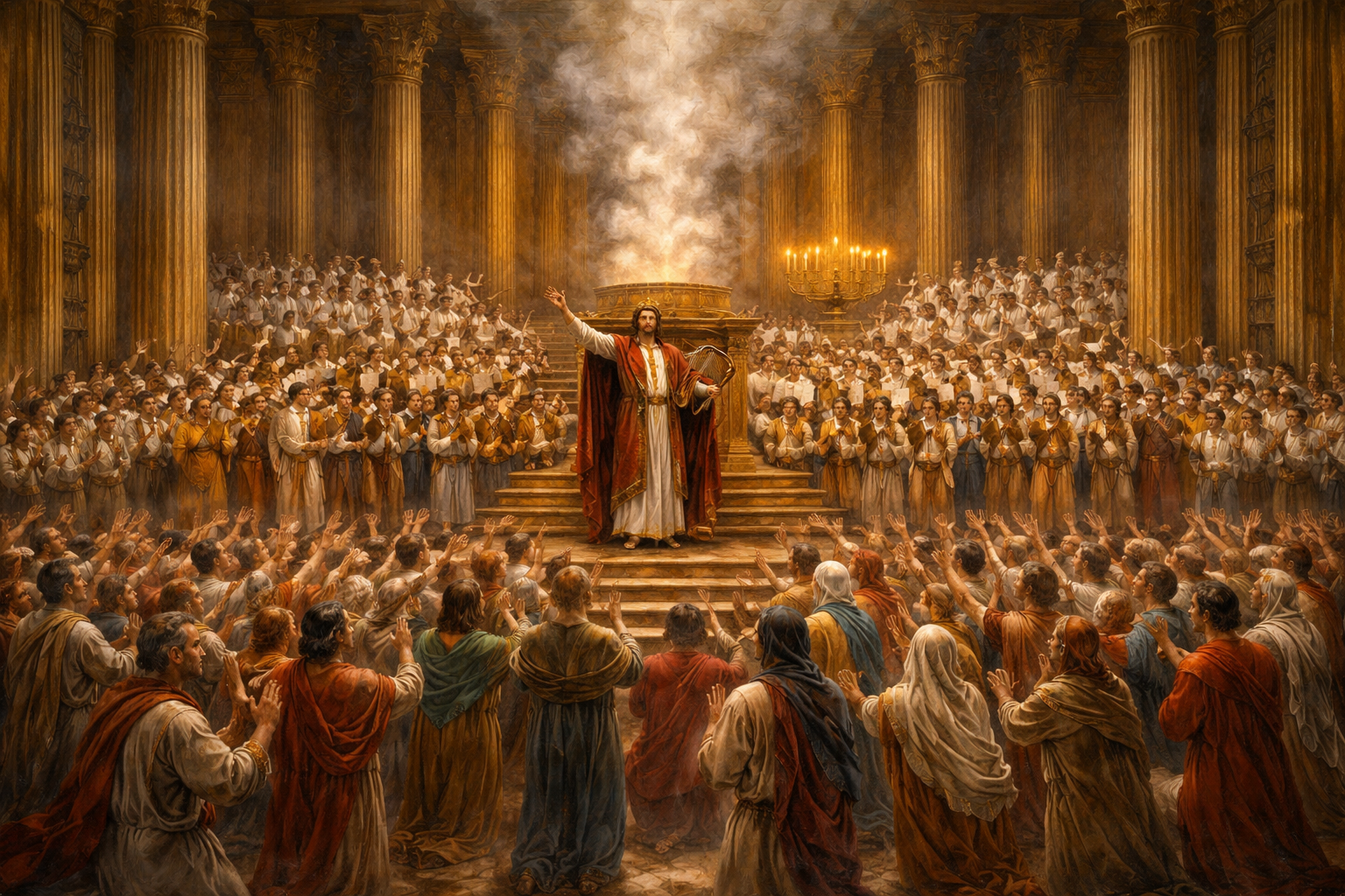 David before the altar in worship