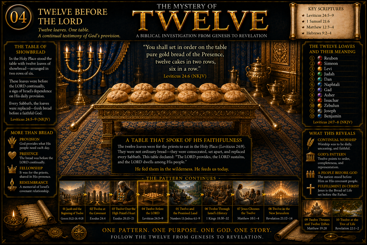 The Table of Showbread in the Holy Place with twelve loaves set before the LORD